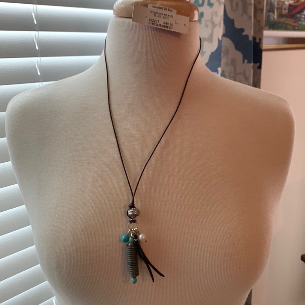 African Beautiful handmade snare leather stone and metal necklace.Made in Africa
